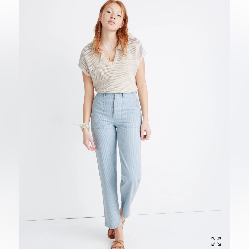 Madewell Griff Fatigue Pants in Indigo Railroad Stripe 28, 29